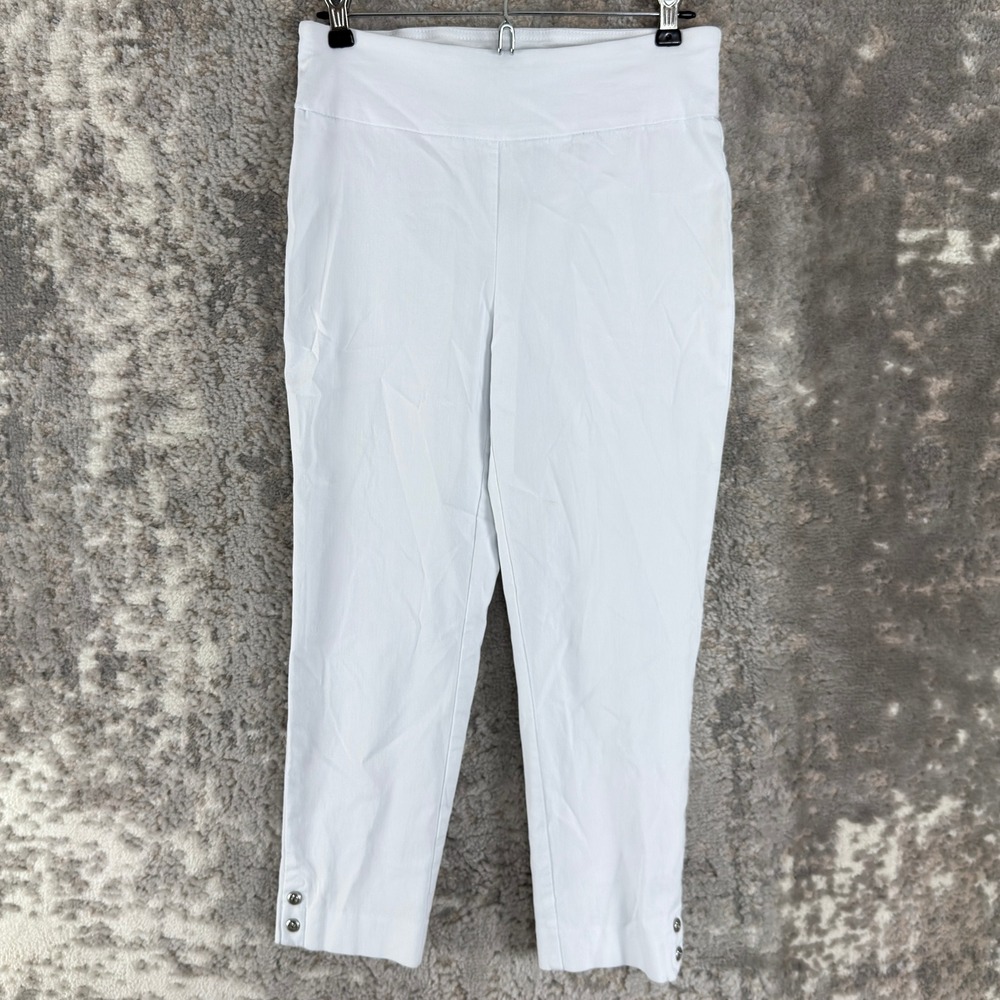 Counterparts Size S Snap Hem Pull On Crop Capri Pants White Sleeveless Women